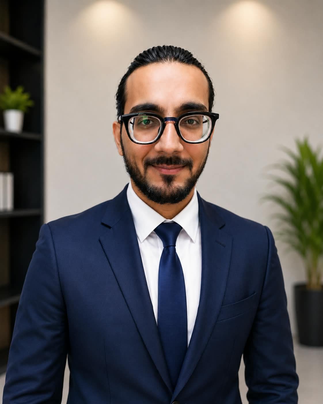 Muhammad Naveed wearing a navy suit